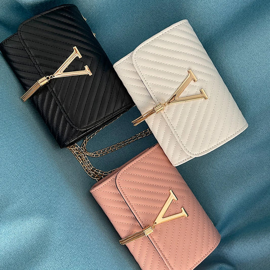 Borsa a mano da donna con motivo "V" - 3 colori